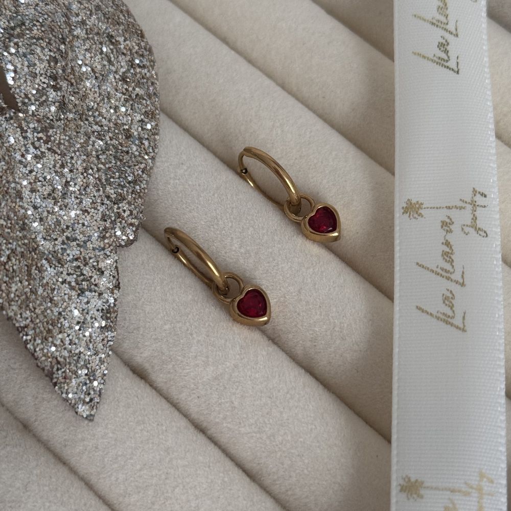 RED RUBY HEART - EARRINGS