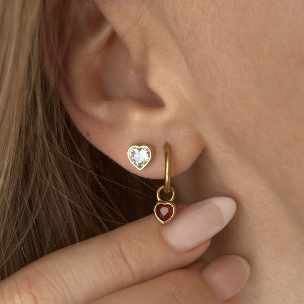 RED RUBY HEART - EARRINGS